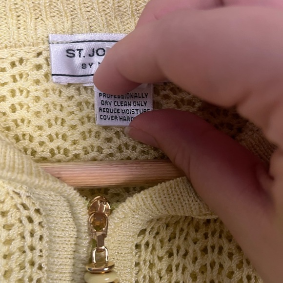Y2K St. John Sport Pastel butter Yellow Knit Zip Up Jacket Size L - Picture 4 of 8